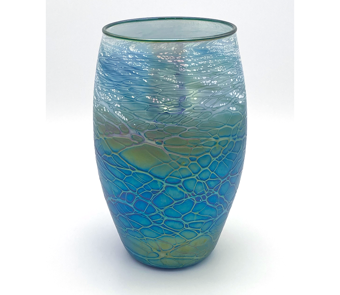Green Luster Glass Vase by Tom Stoenner